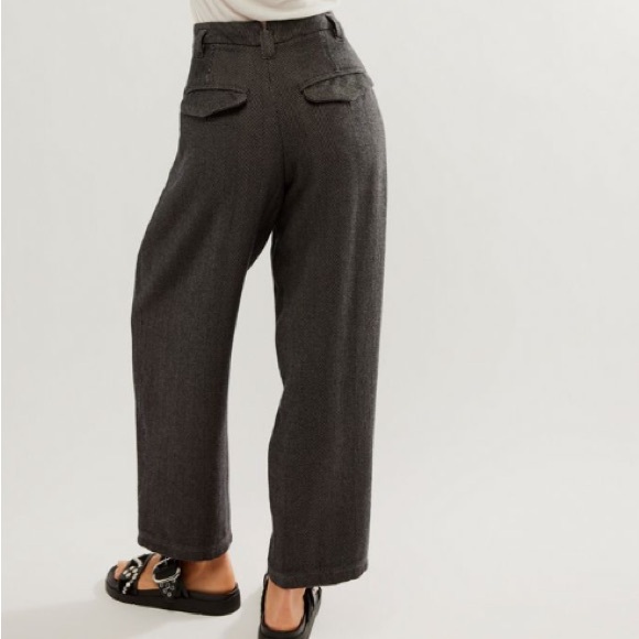 Free People Cass Slouch Trousers Blue and Brown Plaid Trousers - Picture 3 of 5